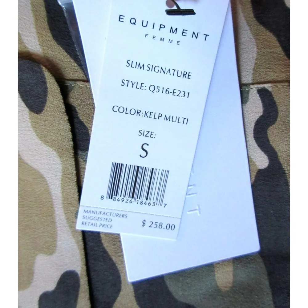 NWT Equipment Signature Slim in Kelp Camouflage Camo Silk Button Down Shirt S - Image 4