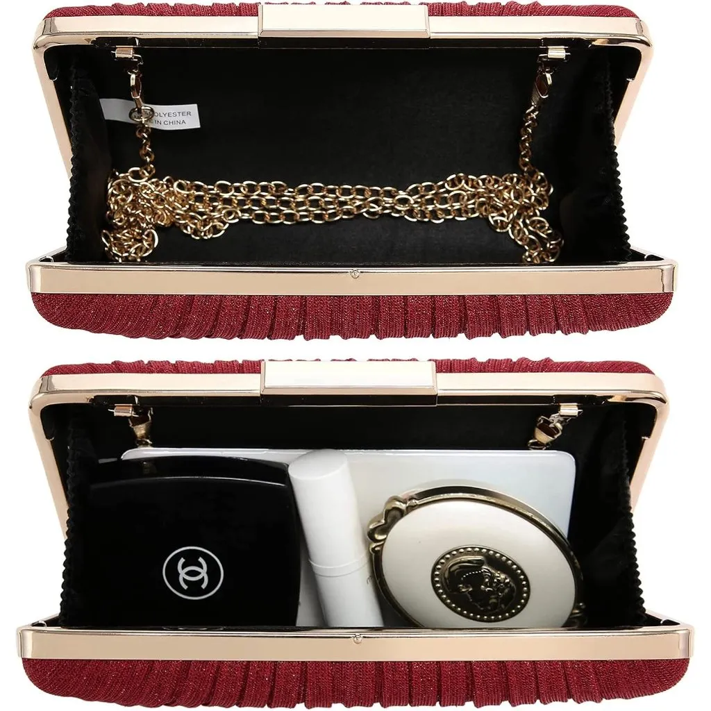 ⚡ Women's Evening Cocktail Glitter Formal Party Prom Red Clutch Handbags - Image 6