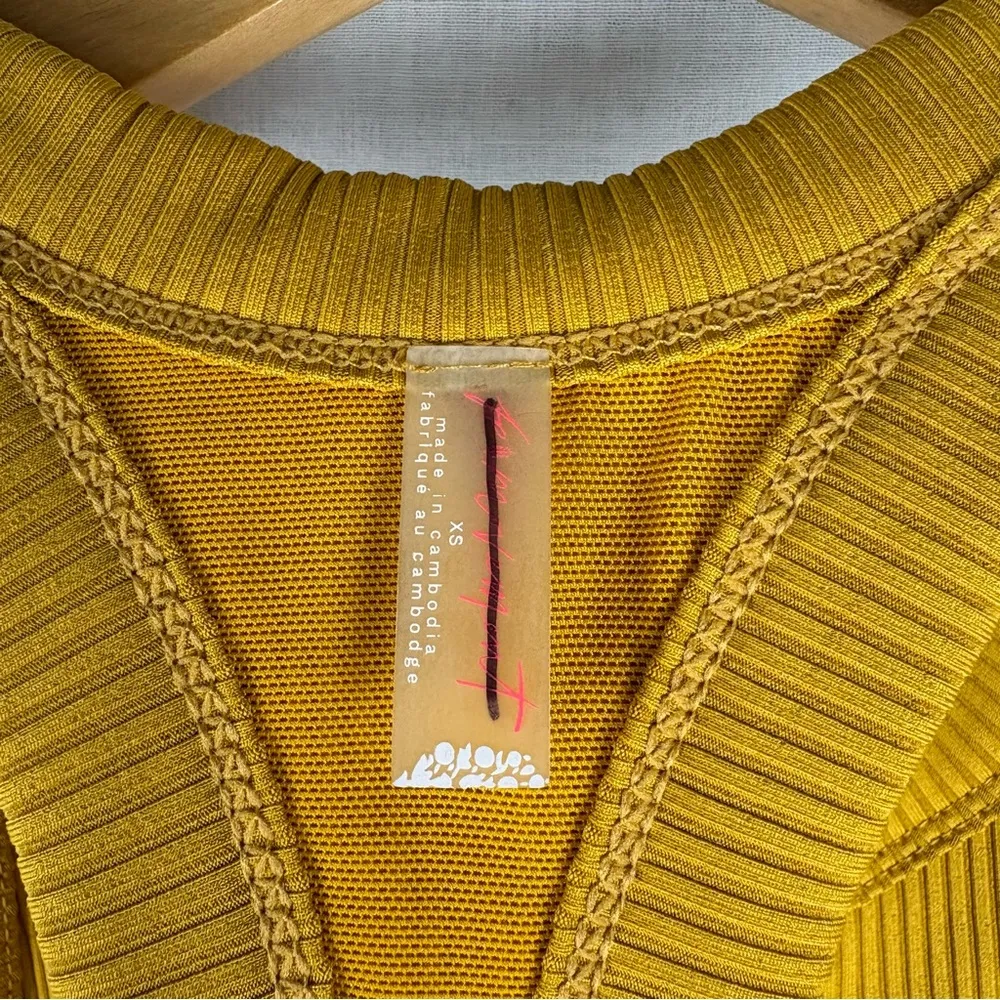 Free People Movement Mustard Ribbed Tank Top XS - Image 4