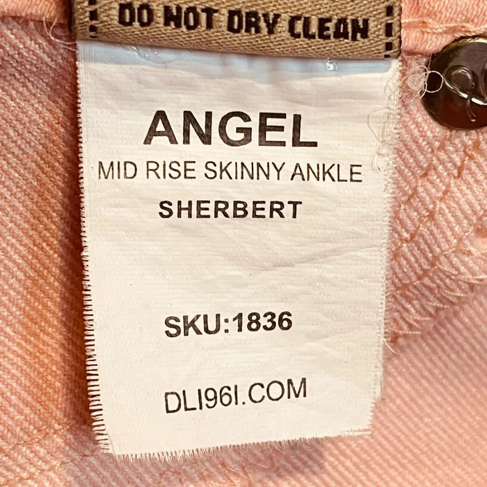 DL1961 Angel Mid-Rise Skinny Ankle Jeans Sherbet Peach Size 26 - Image 8