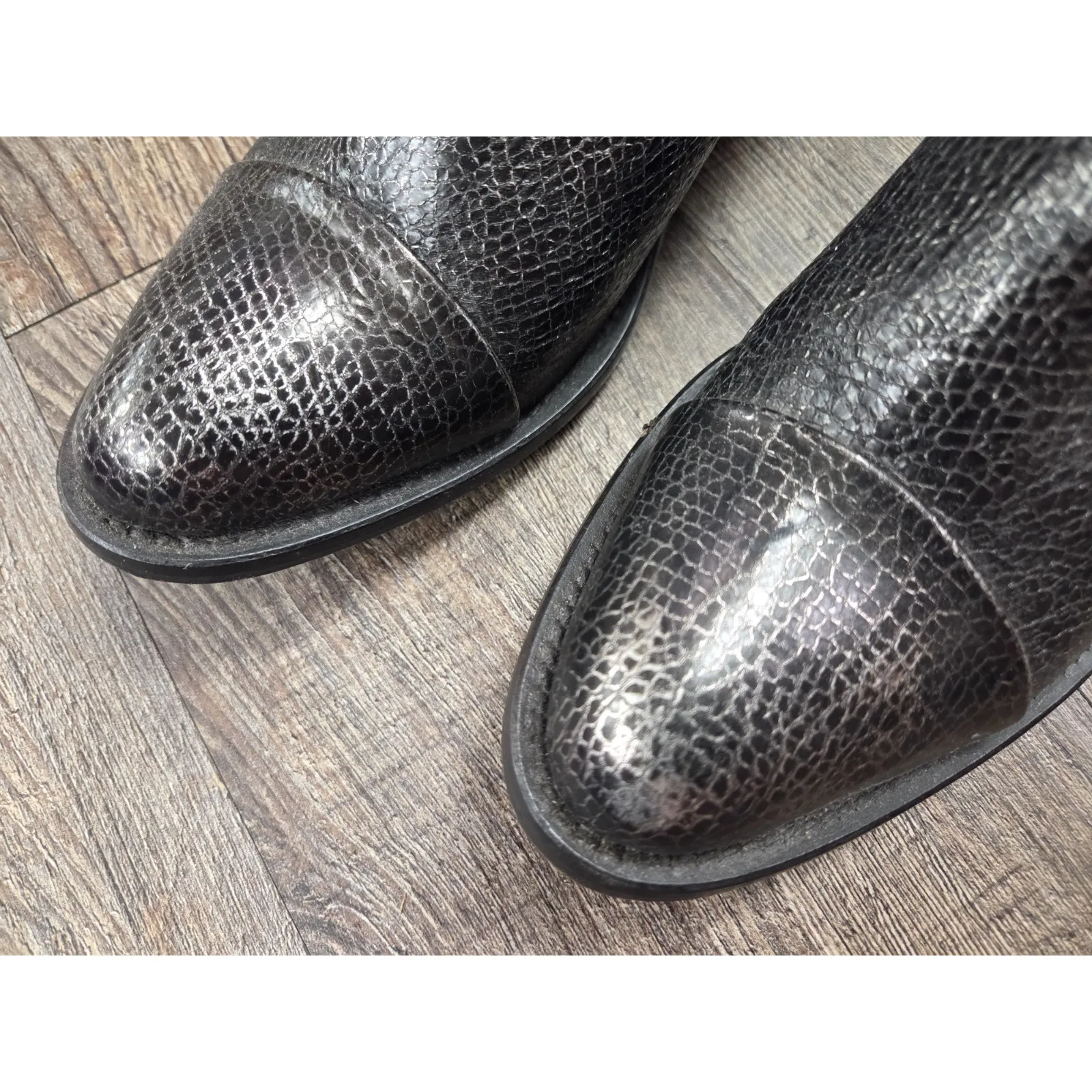 Dolce Vita Women's Black Chelsea Boots 7.5 Metallic Animal Print Ankle Bootie - Image 2