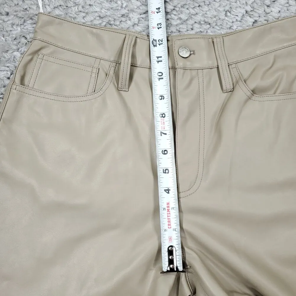 Madewell Perfect Vintage Straight Jean Faux Leather Edition Pumice Beige Tan 29 - Image 11