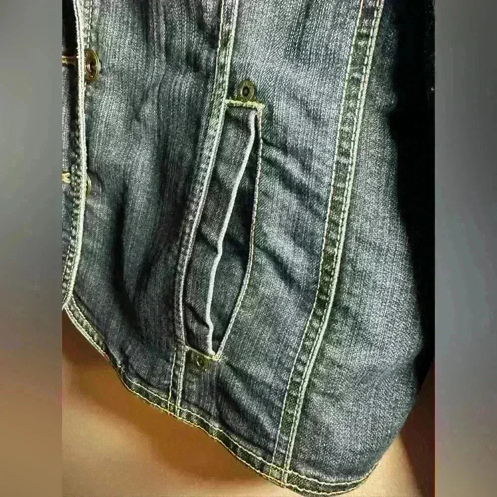 VTG Gitano Women’s 90’s Jean Jacket Blazer. Size: XL. Double pockets Blue - Image 2