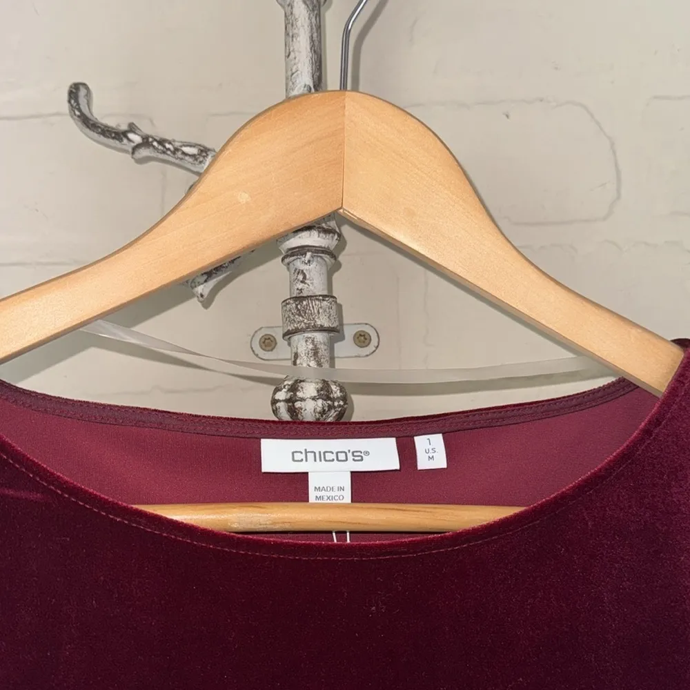 Chicos velvet shirt NEW wine maroon deep marlot trackers medium - Image 2