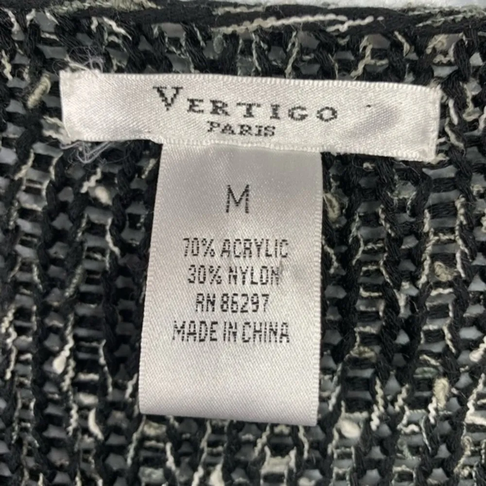 Vertigo Paris Vintage Grey Beaded Sweater Metallic Stone Embellished V Neck M - Image 4