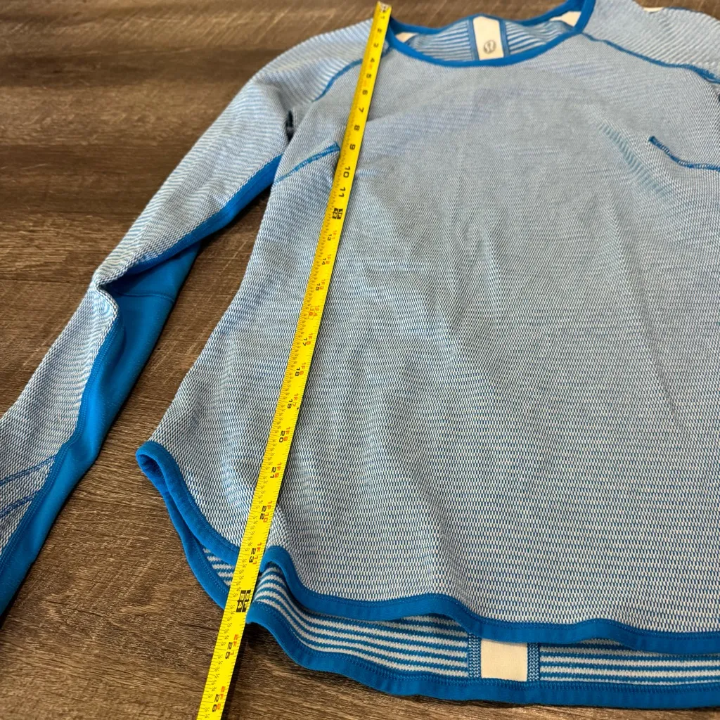 Lululemon Reversible Blue Striped Runder Under Long Sleeve - Image 13
