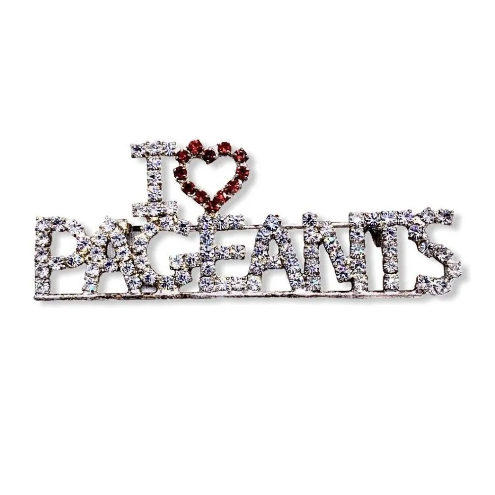 I ❤️ Heart PAGEANTS Brooch Pin Collectable Bling New 2.5” X 1.25” - Image 3