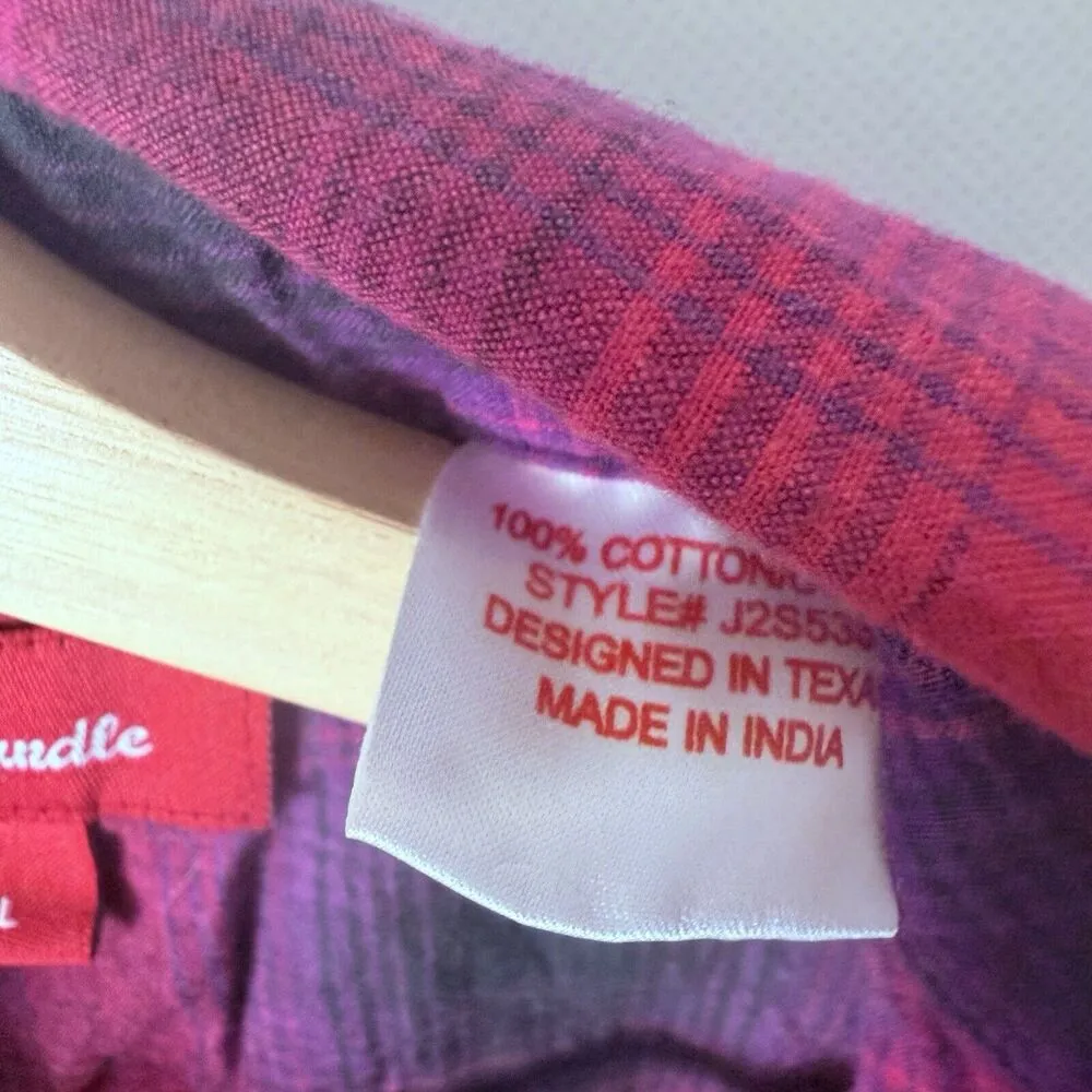 Panhandle Shirt Womens Large Red Plaid Pearl Snap Westerncore Rodeo Cowgirl Boho - Image 4