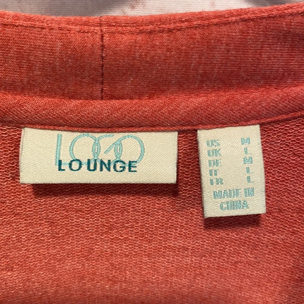 LOGO Lounge by Lori Goldstein Zip front cardigan lace back Medium coral full zip - Image 3