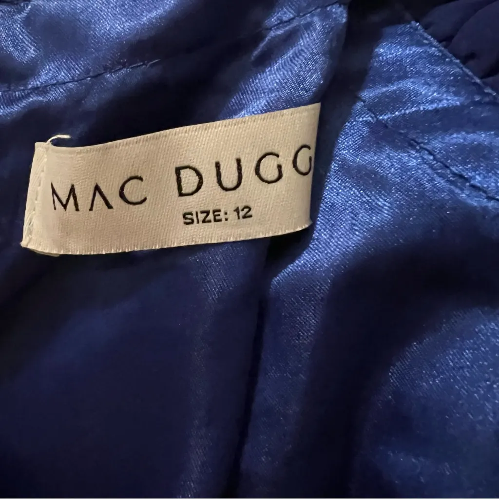 MAC DUGGAL
Blue Ruffled Mock Neck Flutter Sleeve High Low Hem Gown Size 12 NWT - Image 6