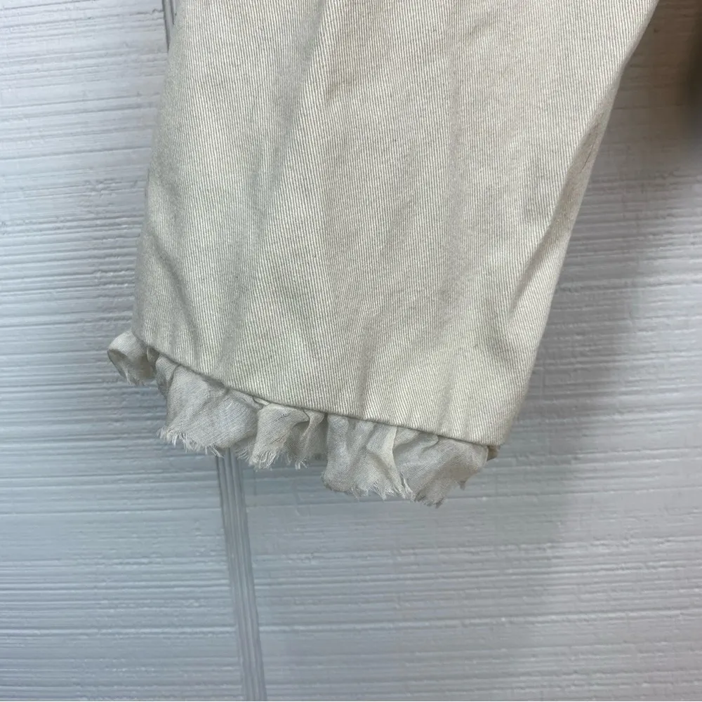 Sundance Beige Button Up Lace Front Light Fitted Jacket Ruffle Trim Size 4 - Image 3