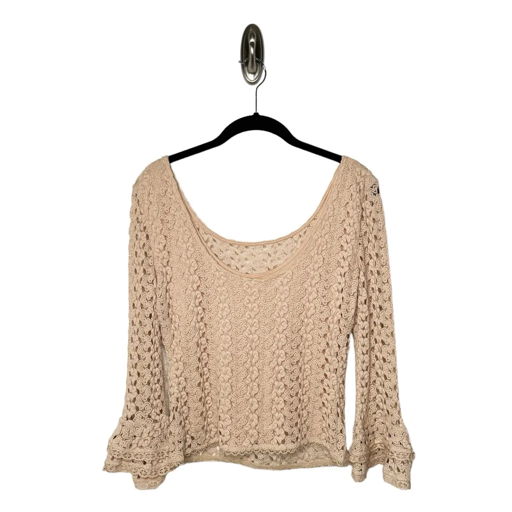 Free People Knit Rochelle Gypsy Lace Top in Tea SZ S - Image 3