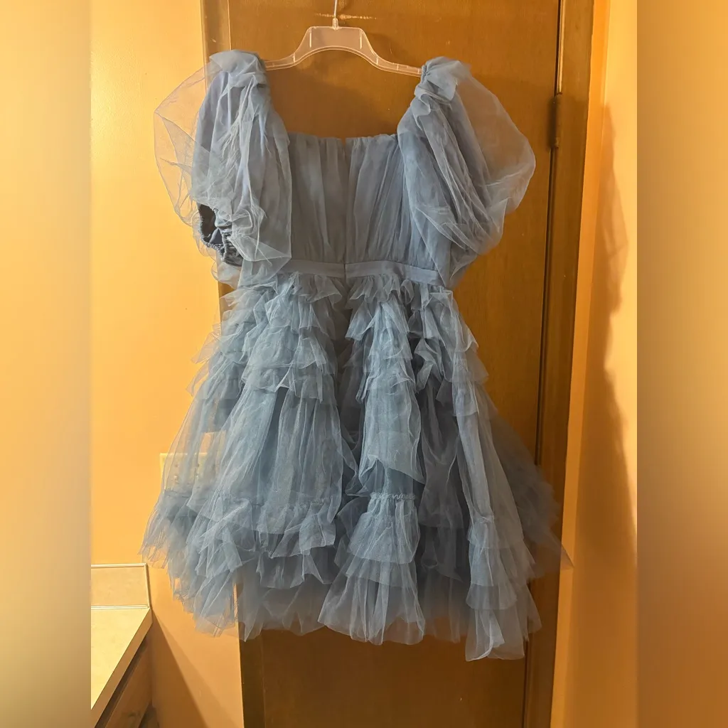 Ivy City Co. Blue Tulle Midi Dress Size M - Image 4