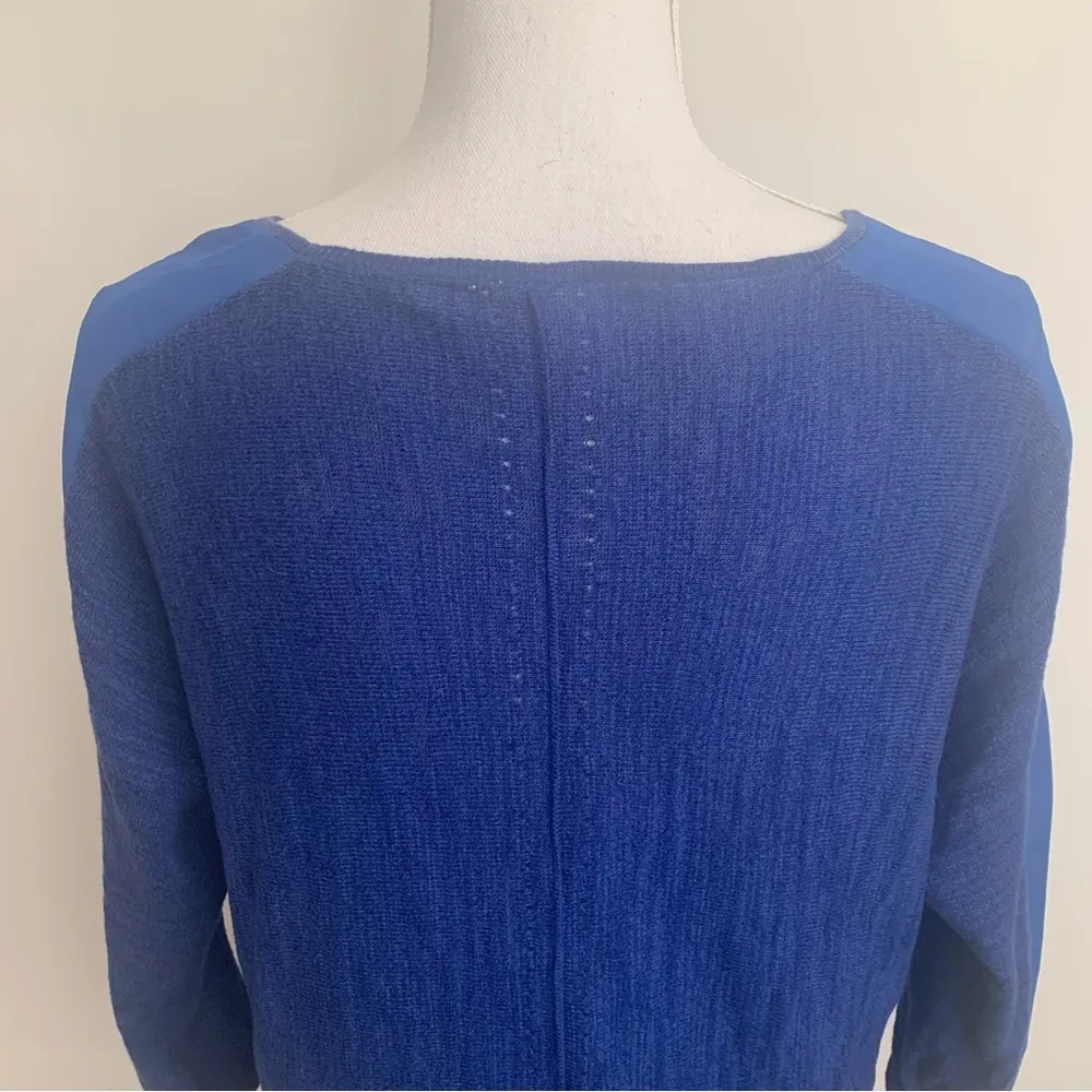 Anthropologie Moth Royal Blue Boat Neck Chiffon Sleeve Knit Blouse Size S - Image 9