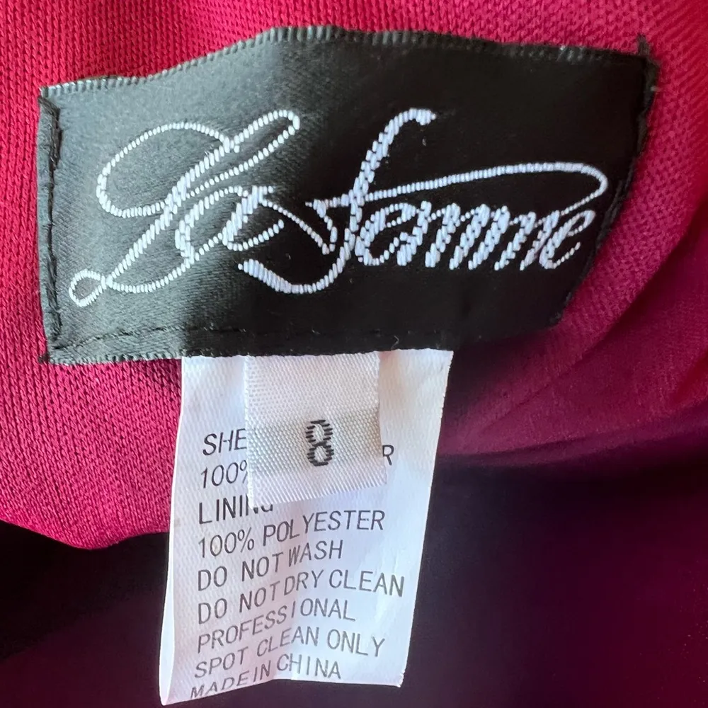 LA FEMME 28176 One-Shoulder Jersey Gown Dress Burgundy size 8 - Image 5