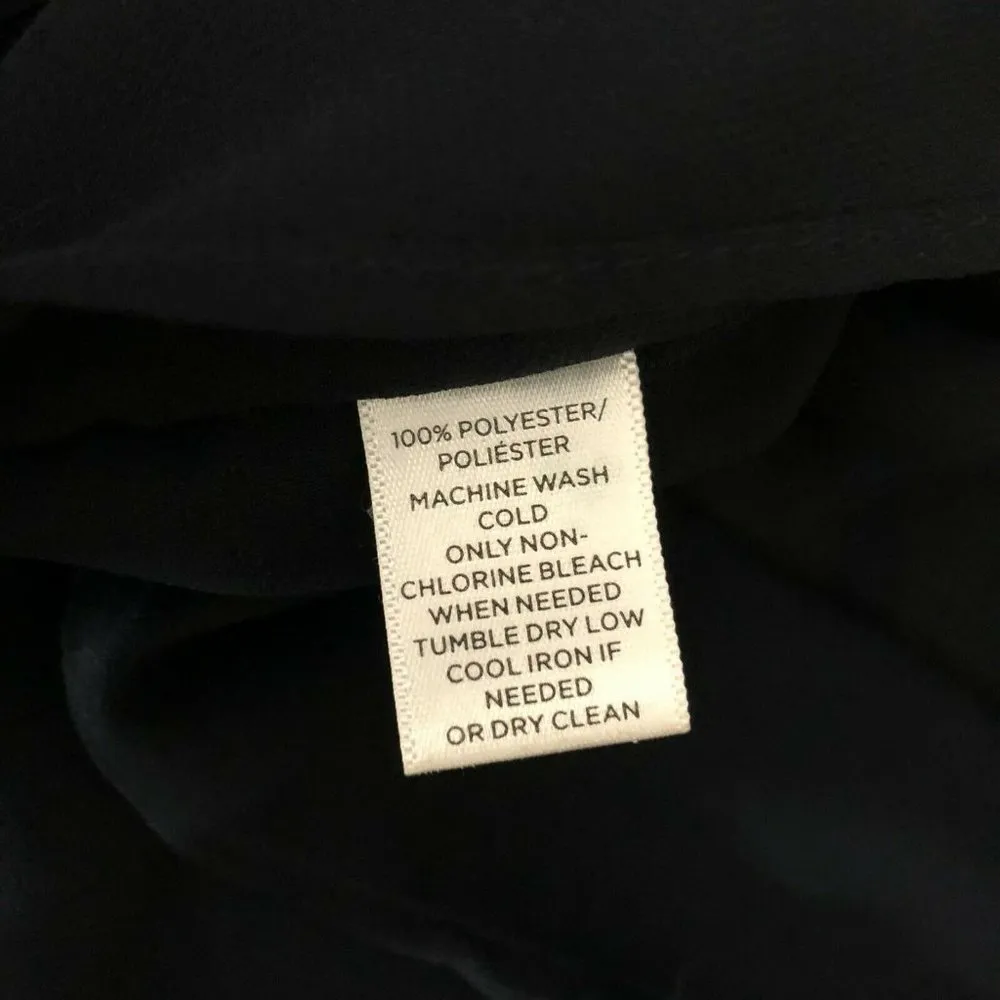 Ann Taylor LOFT Womens Blouse Top Ruffle Flowy Semi Sheer Pleated Black Size XS - Image 4