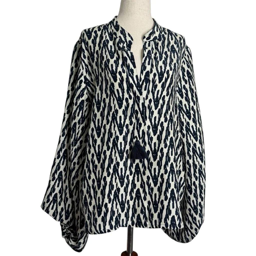 Figue Rylie Zigzag Collared Silk Top Size L - Image 3