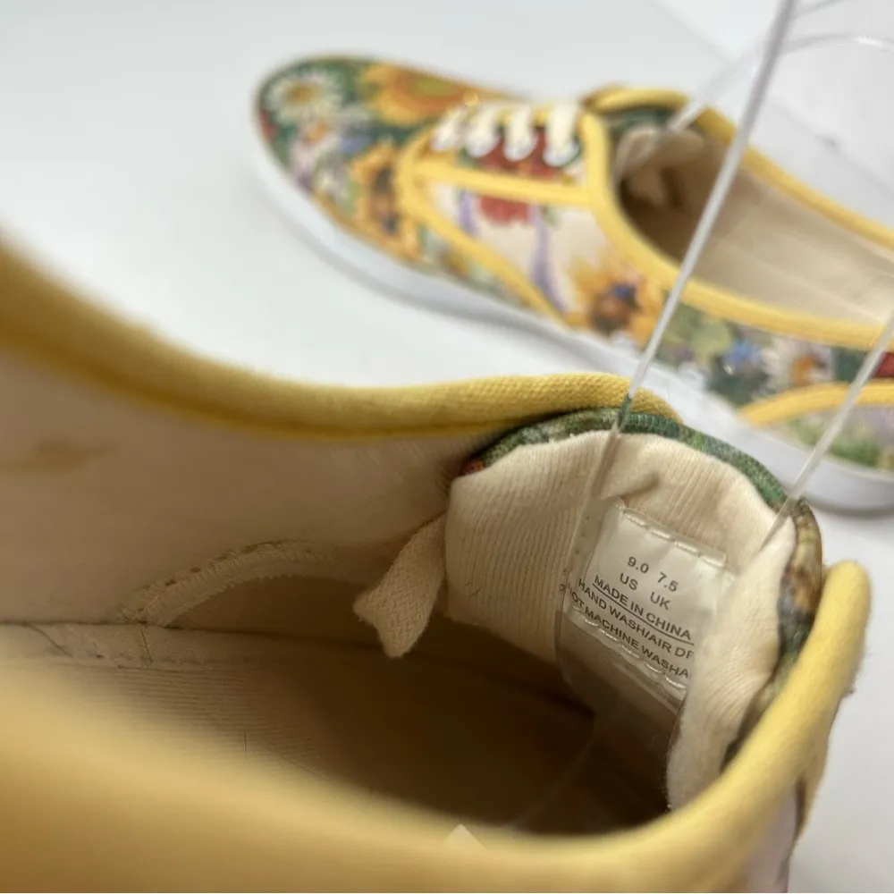 Vintage y2k 2000s Floral Canvas Sneakers shoes 9 Sunflower Design - Image 3