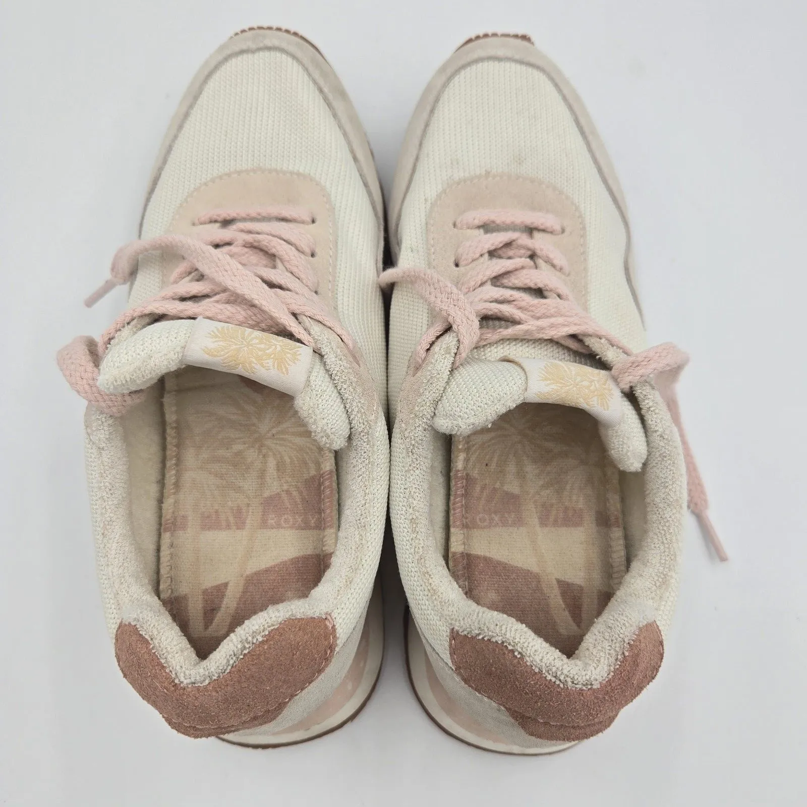 Roxy Addisyn Athletics Sneakers Women Size 7 Beige White Pink Running Jog Tennis - Image 6