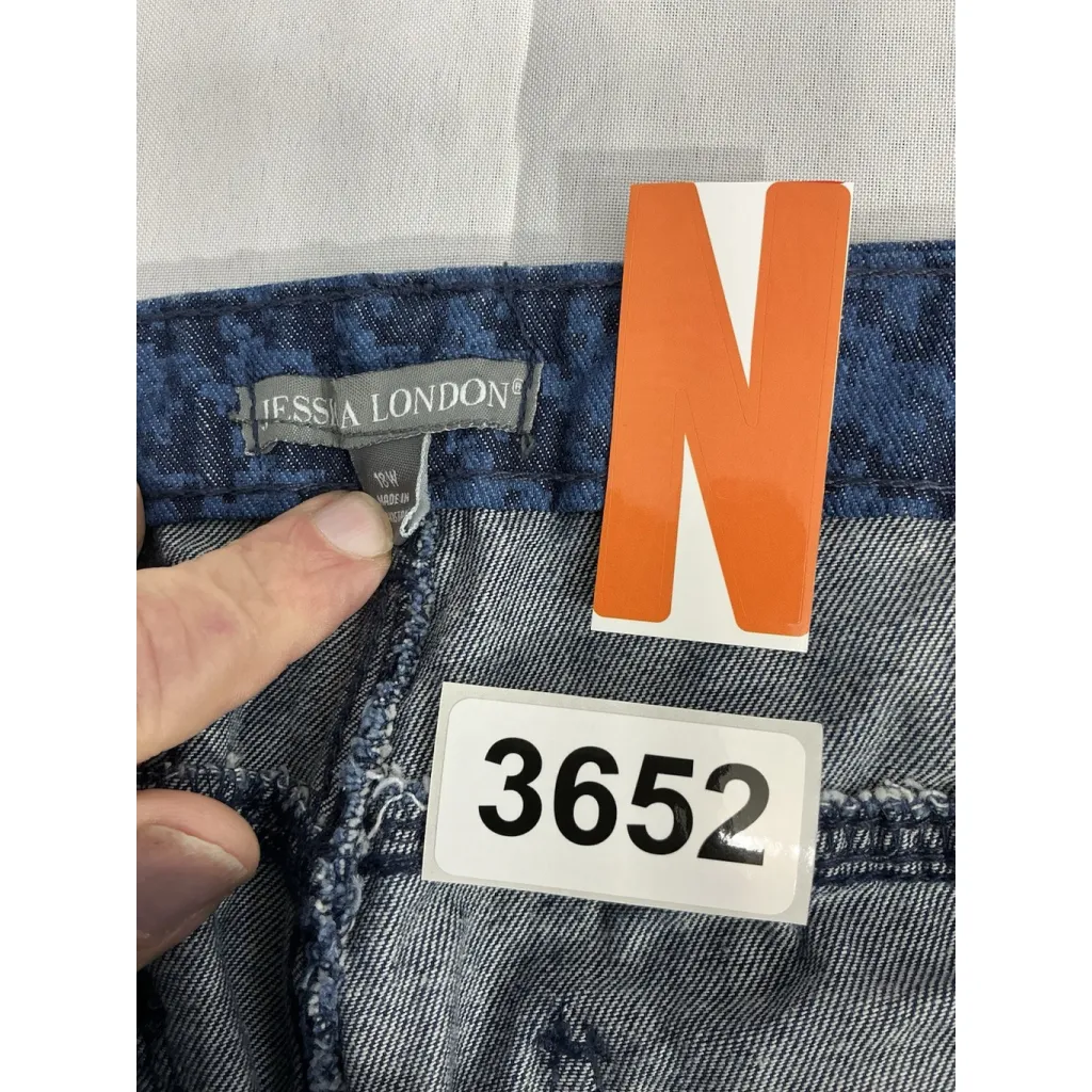 Womans Jessica London 18w Blue Black Checked Denim Jeans - Image 3