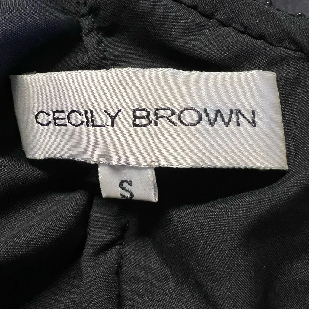 Cecily Brown Womens Silk Beaded Evening Top Size S Sleeveless Formal Cocktail Black - Image 10