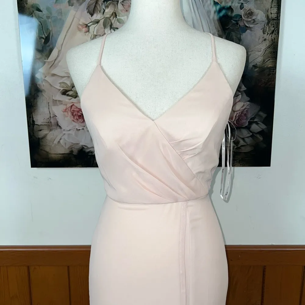 Beautiful New Dessy Group Thread Luxe Chiffon Bridesmaid Gown! Pink Size 00 - Image 3