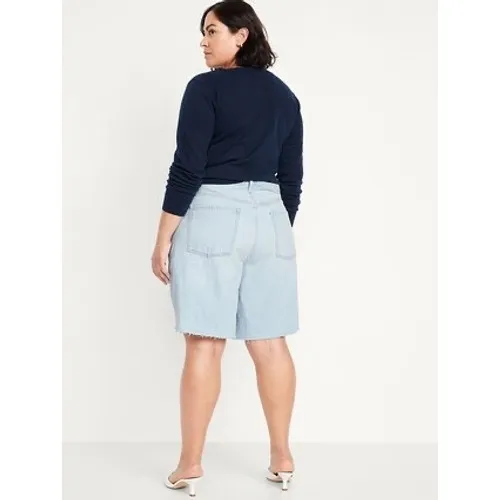 NWT Old Navy Women's Baggy Light Wash Denim Shorts Distressed Raw Hem Size 20 - Image 2