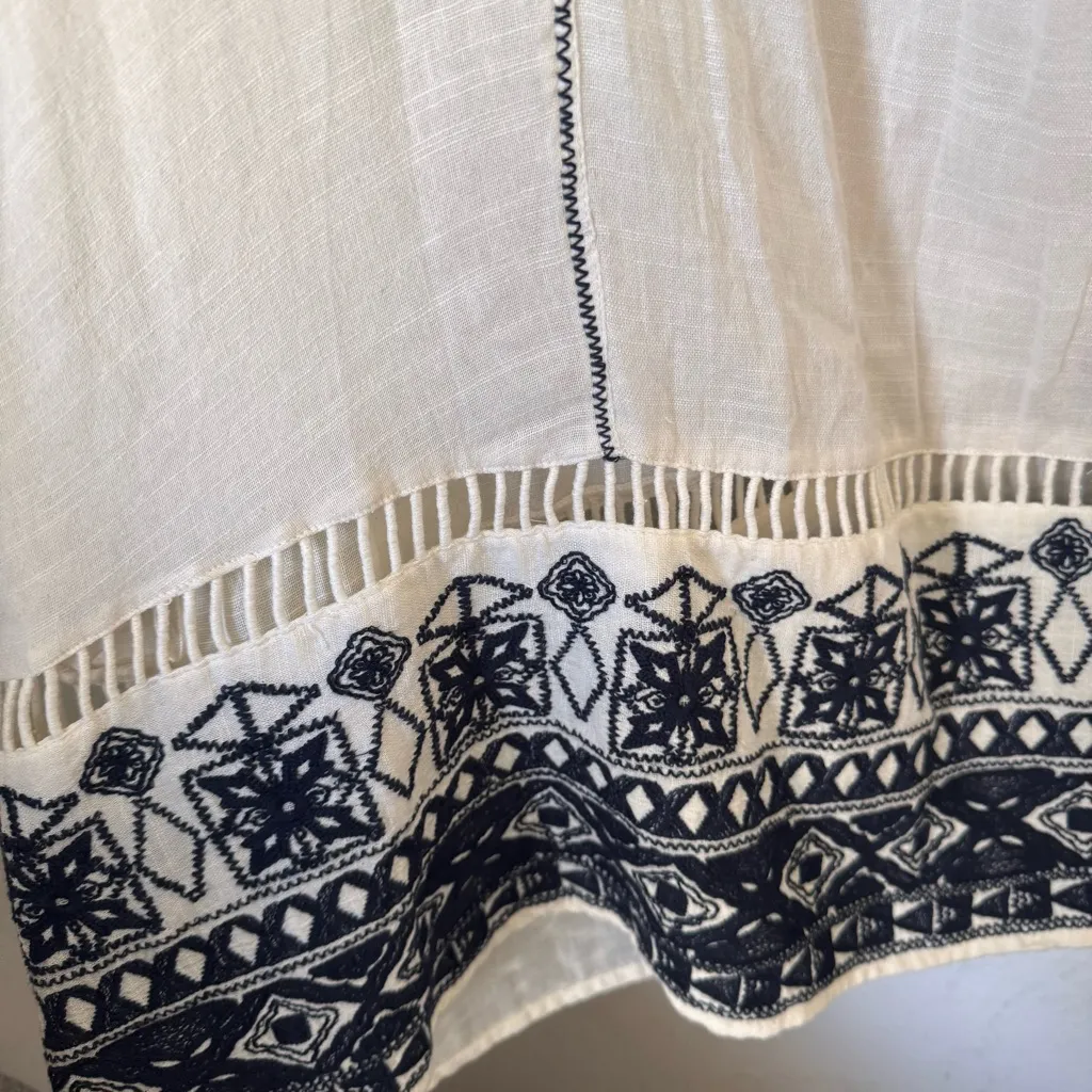 Free People Boho White and Blue Tunic Top - Image 10