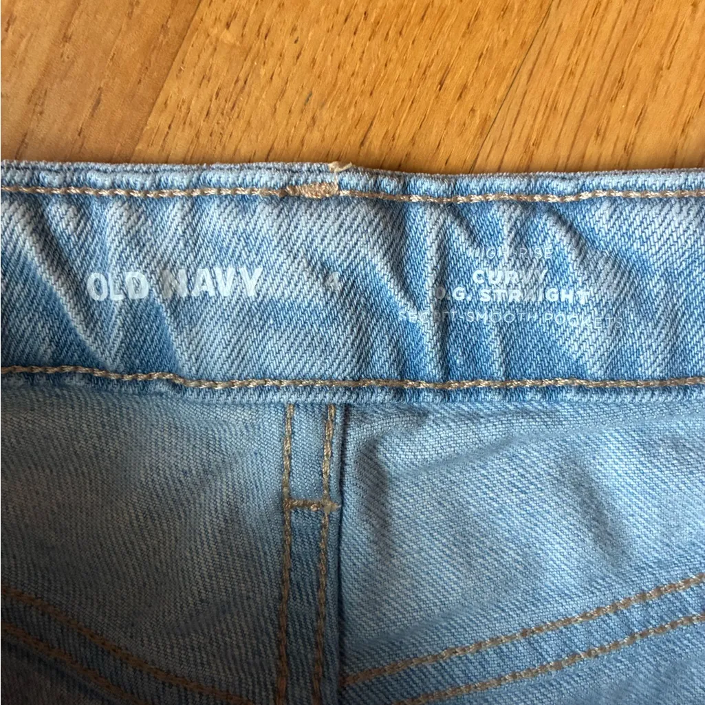Old Navy Light Blue Distressed Boyfriend Jeans - Image 3