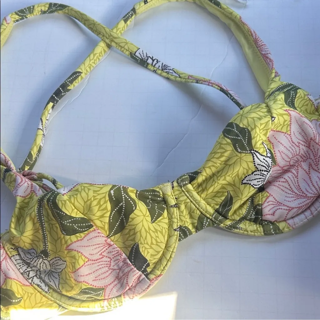 Seafolly Yellow Floral Bikini Top - Image 4