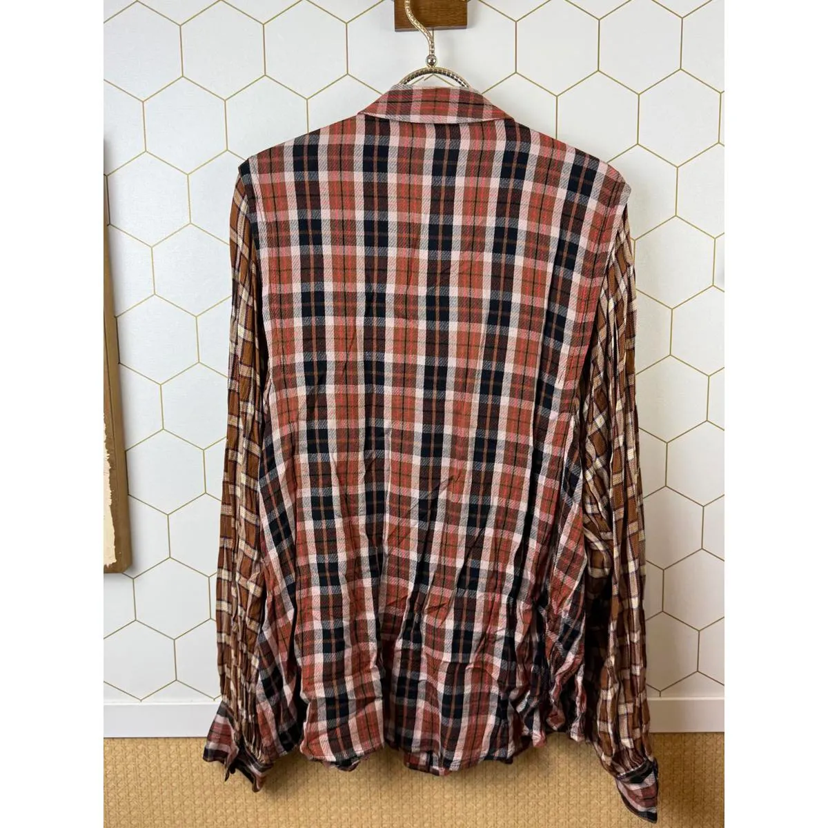 Free People Red Plaid Snow Top Mountains Sequence Button-Up - Size - Large - Image 3