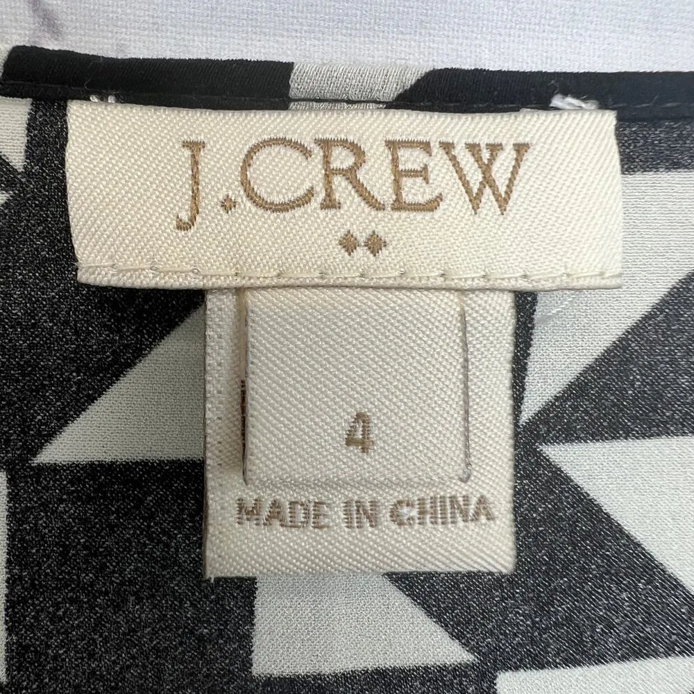 J.Crew Factory Geometric Sleeveless Top Black Cream Size 4 Oversized Loose Fit - Image 2