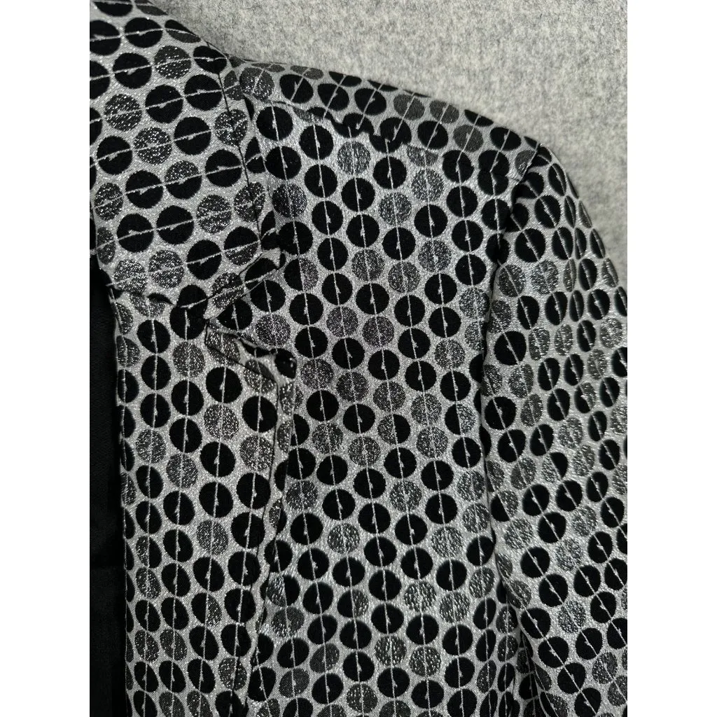 Peter Nygard Womens Size 12 Black White Polka Dot Metallic Blazer Jacket - Image 12