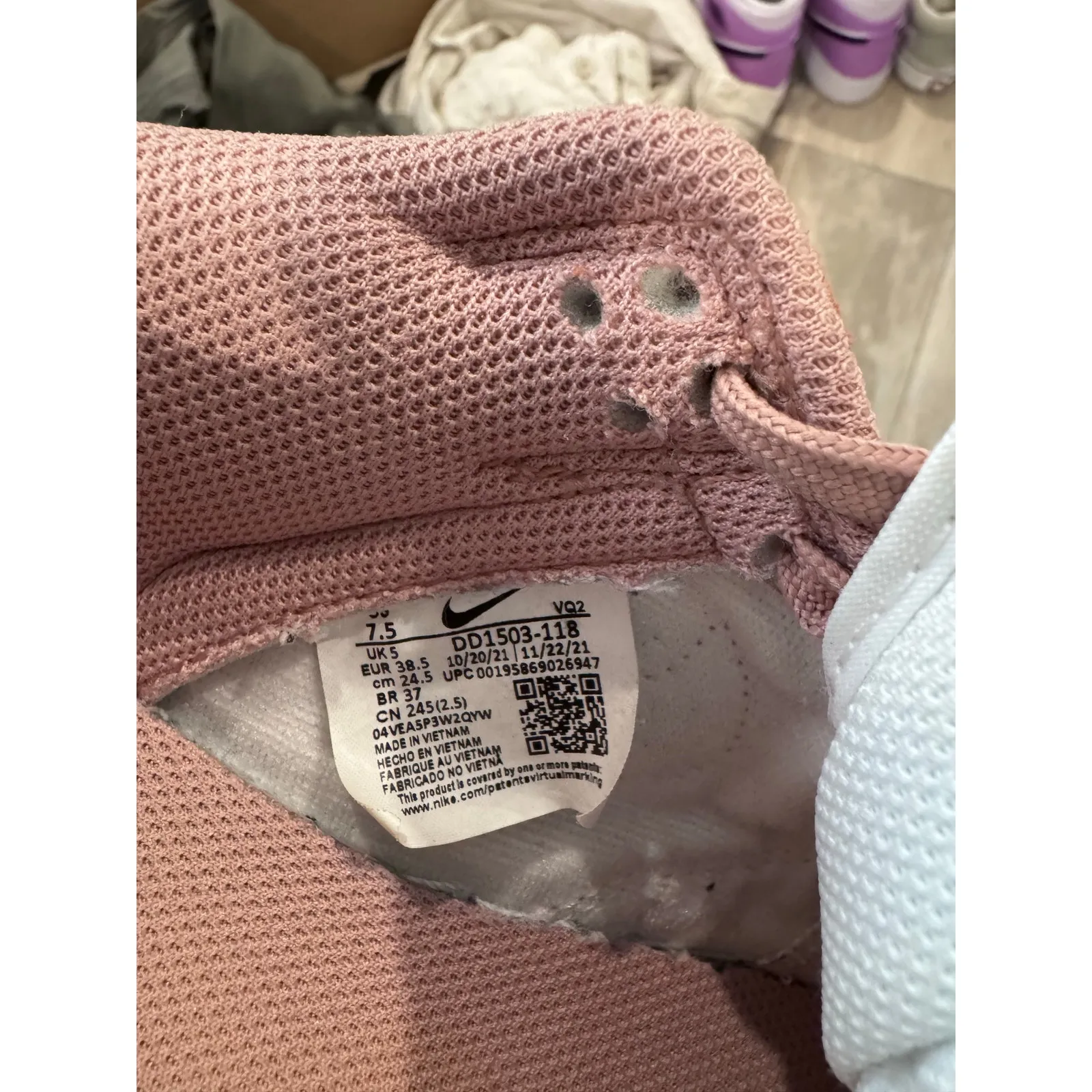 Nike Dunk Low Rose Whisper Sneakers Women’s 7.5 White Dusty Pink DD1503-118 - Image 4