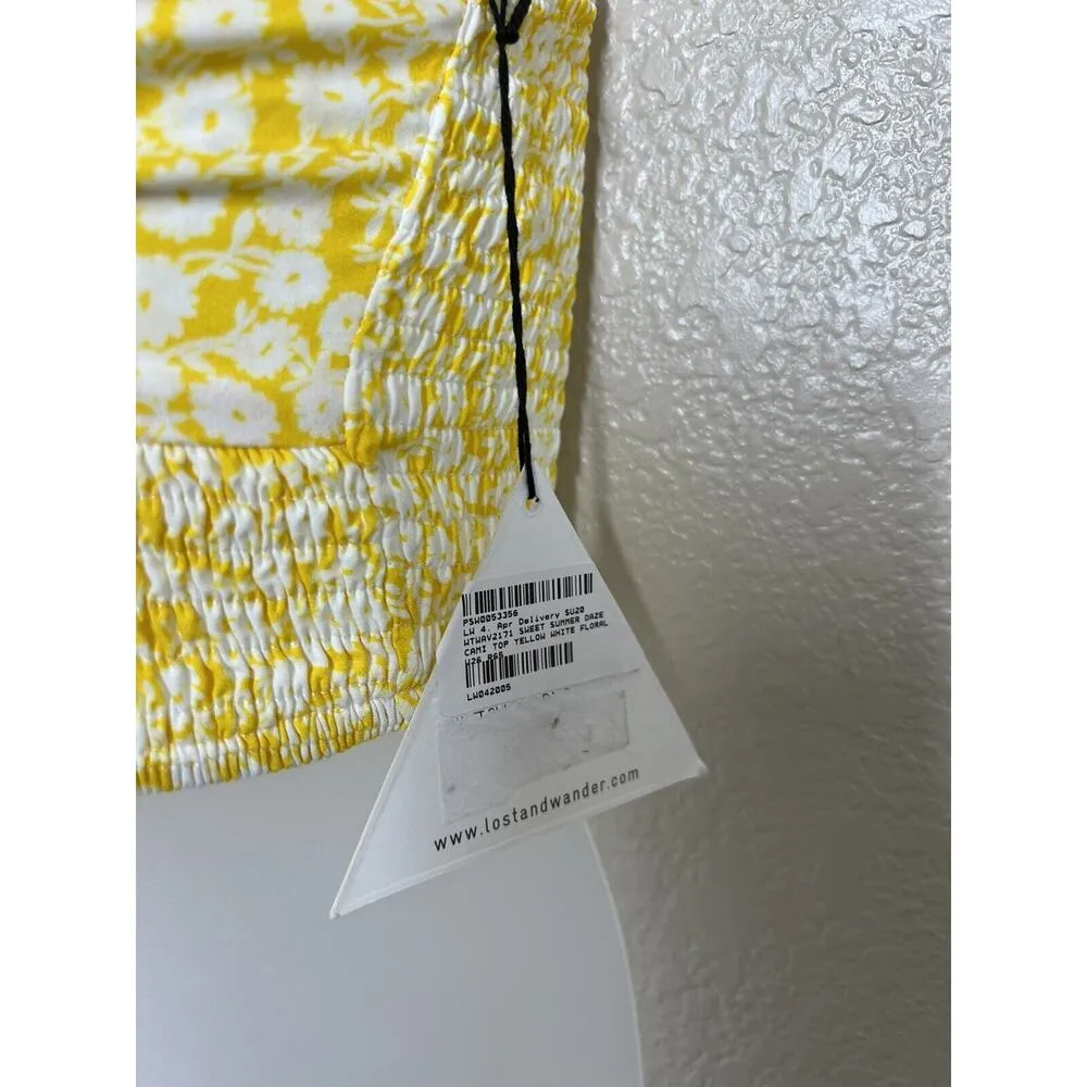 Lost + Wander Sweet Summer Daze Cami Top Yellow White Floral Small S Sample - Image 2