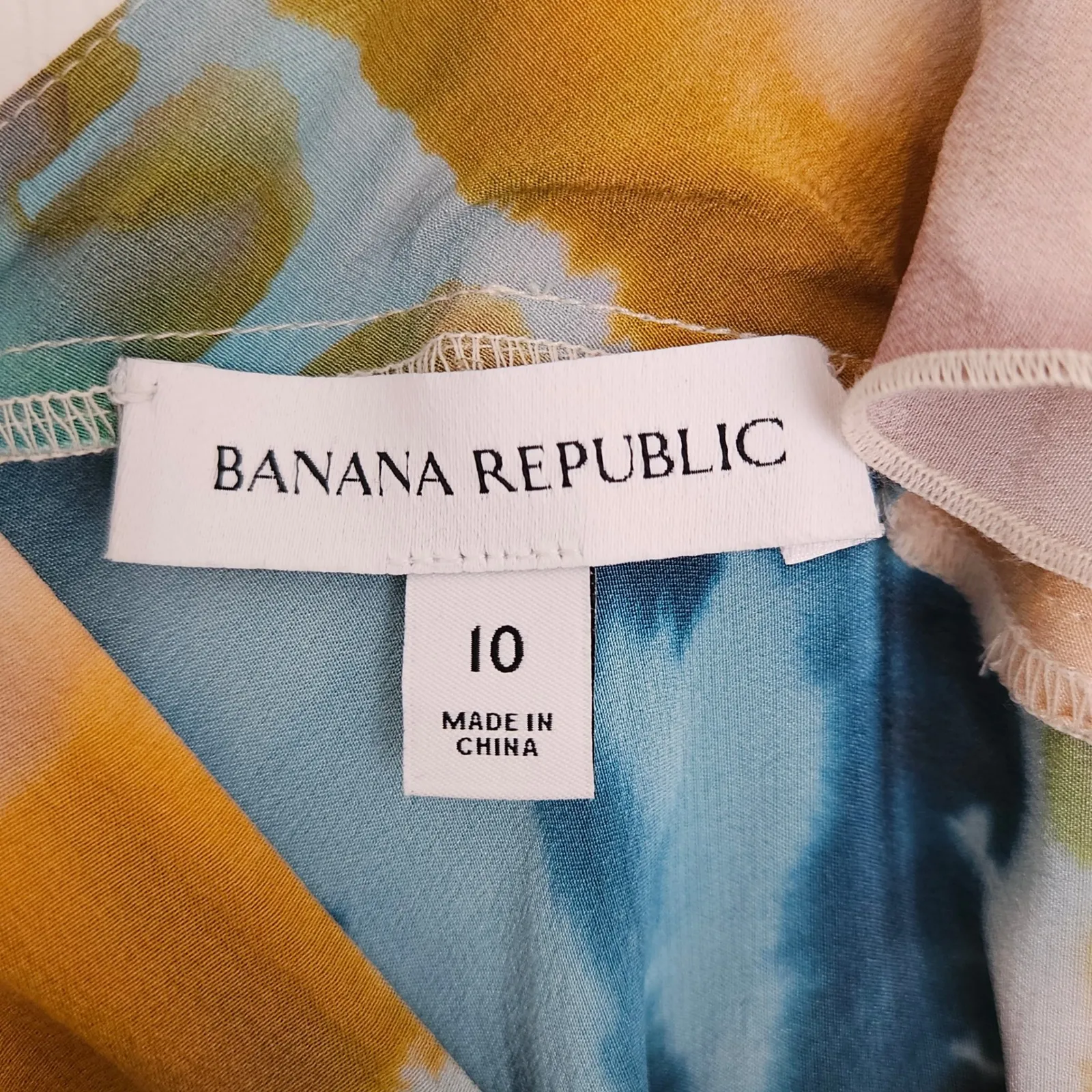 Banana Republic 100% Silk Open Back Maxi Dress in Yellow Tie Dye Size 10 - Image 7