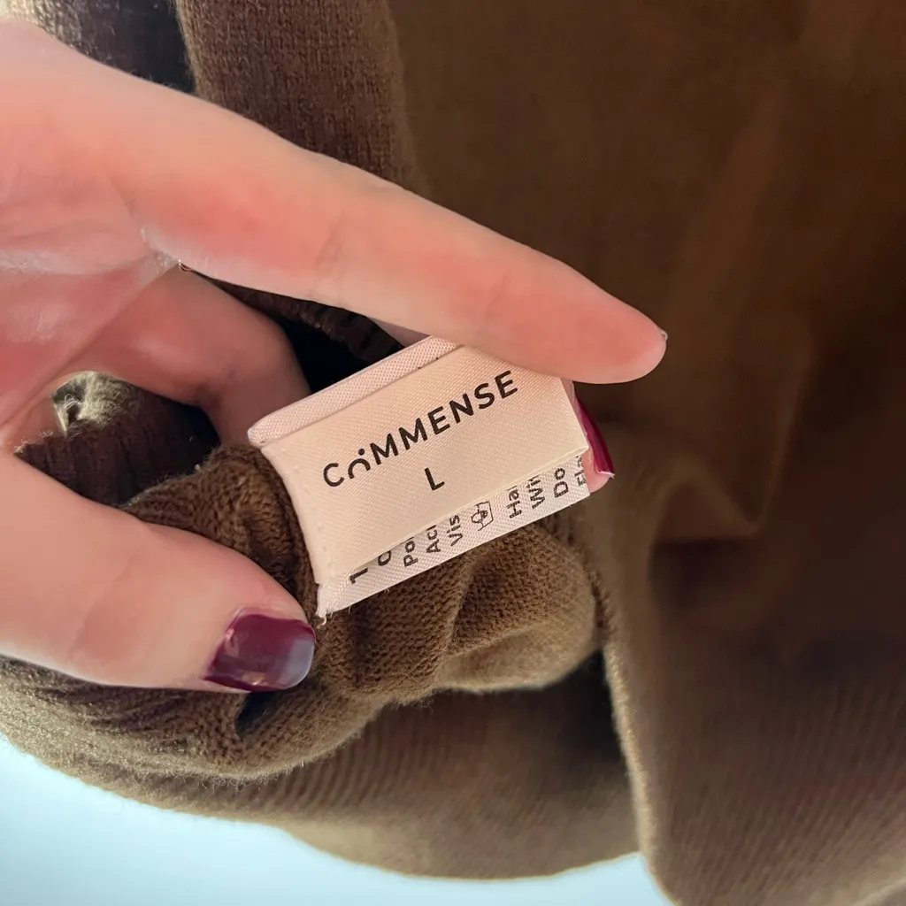 Commense Floral Appliqué Brown Mock Neck Knit Sweater Vest Bohemian Size L Size L - Image 5