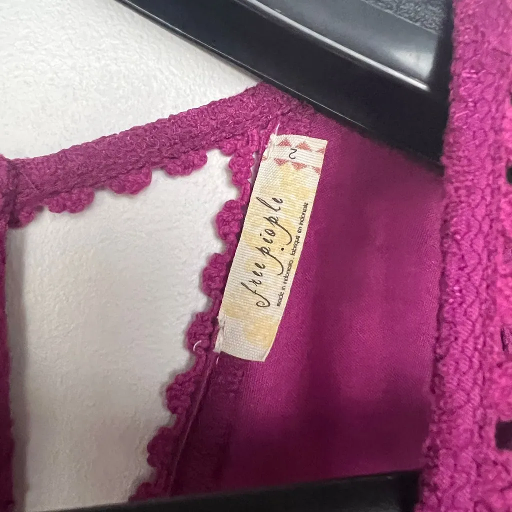 Free People Miss Connections Magenta Lace Cutout Skater Mini Dress Size 2 - Image 7