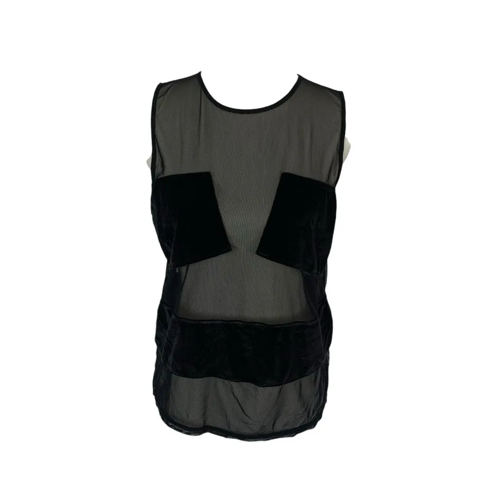 Sparkle Fade Top Medium Black Sheer Mesh See Through Club Sexy - Image 3