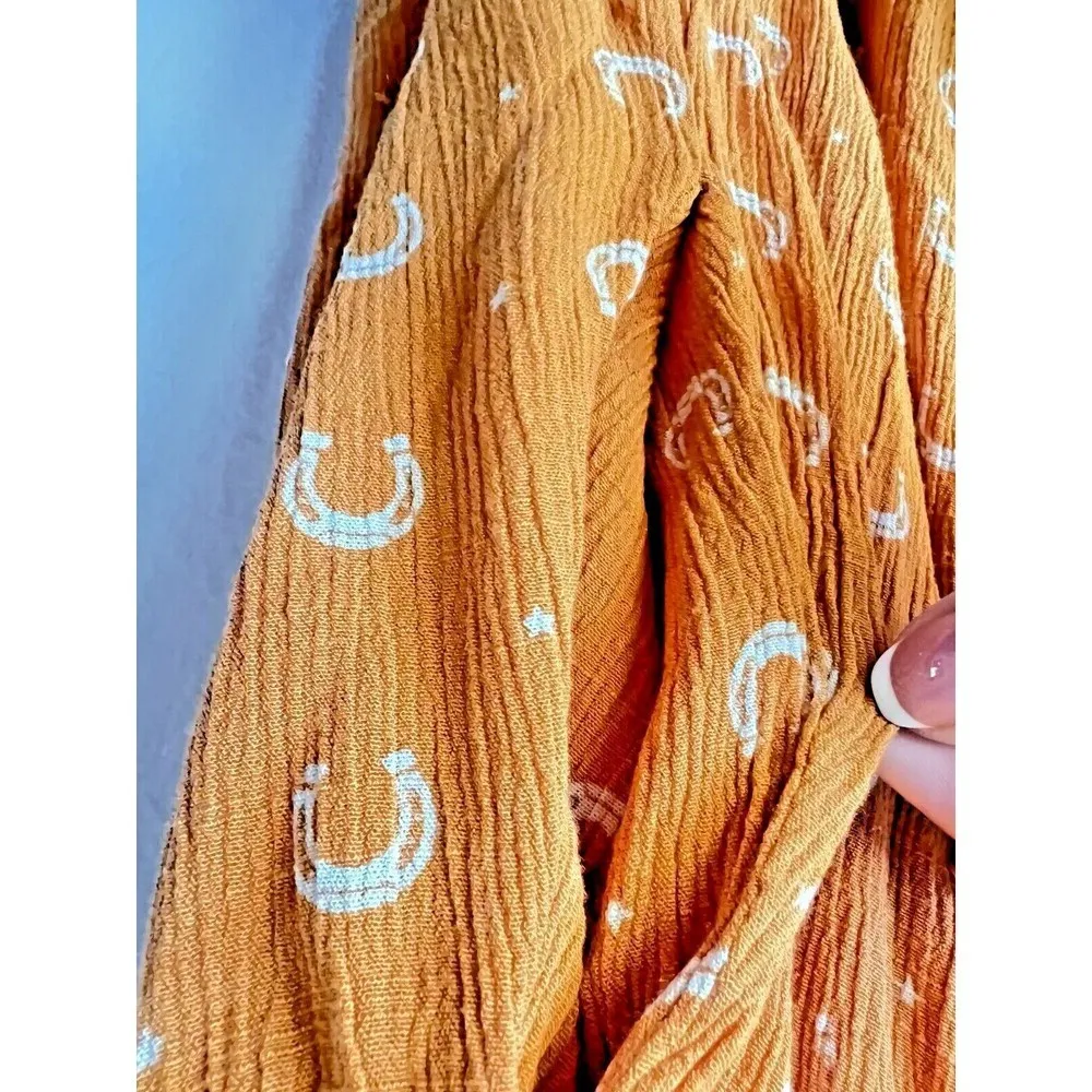 IDYLLWIND MIRANDA‎ LAMBERT Yellow Orange Horse dress western pockets cowgirl XL. - Image 9