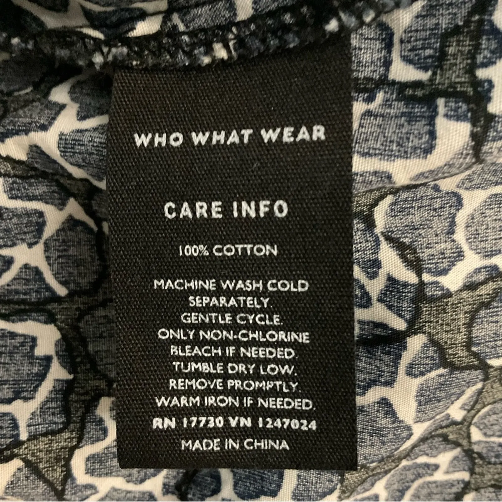 Who What Where Navy/White Graphic Print Flutter Sleeve Blouse M Casual Bohemian - Image 10