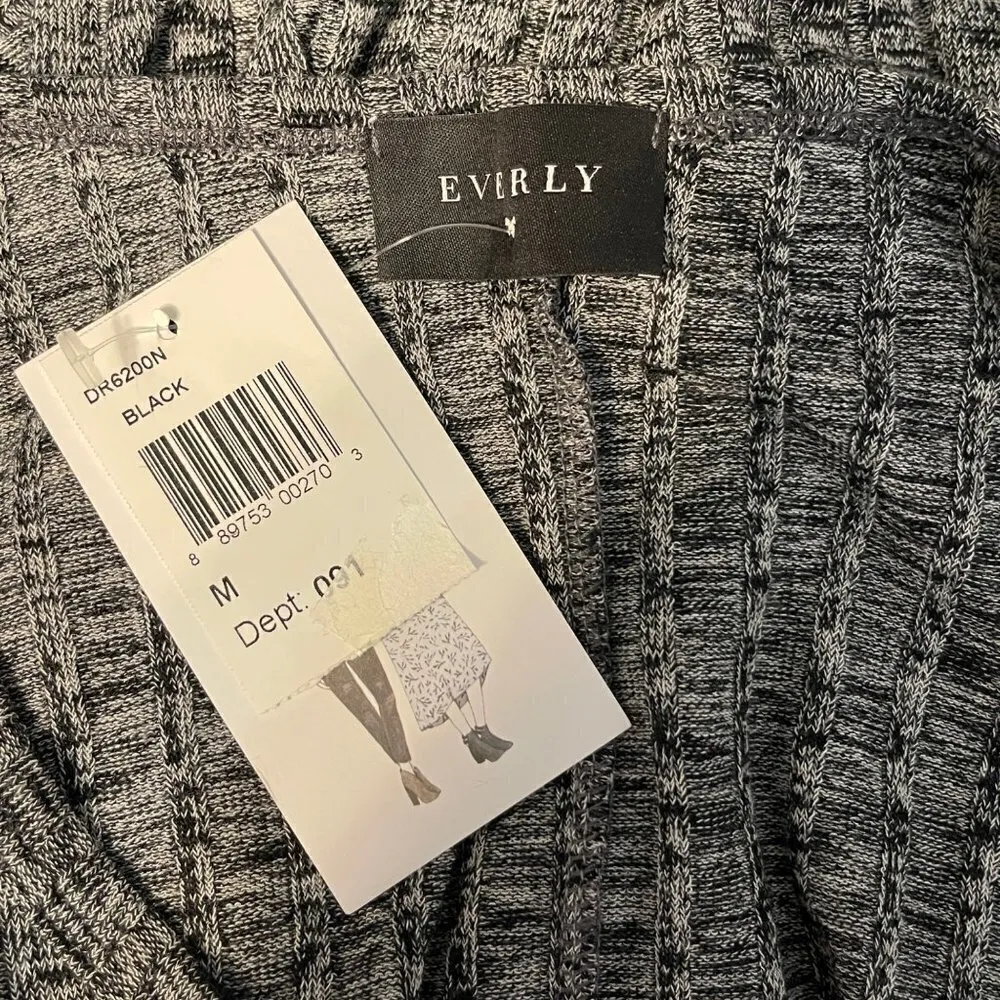 NWT Everly Sweater Dress Gray Ribbed Marled 3/4 Sleeve V-Neck M - Image 4