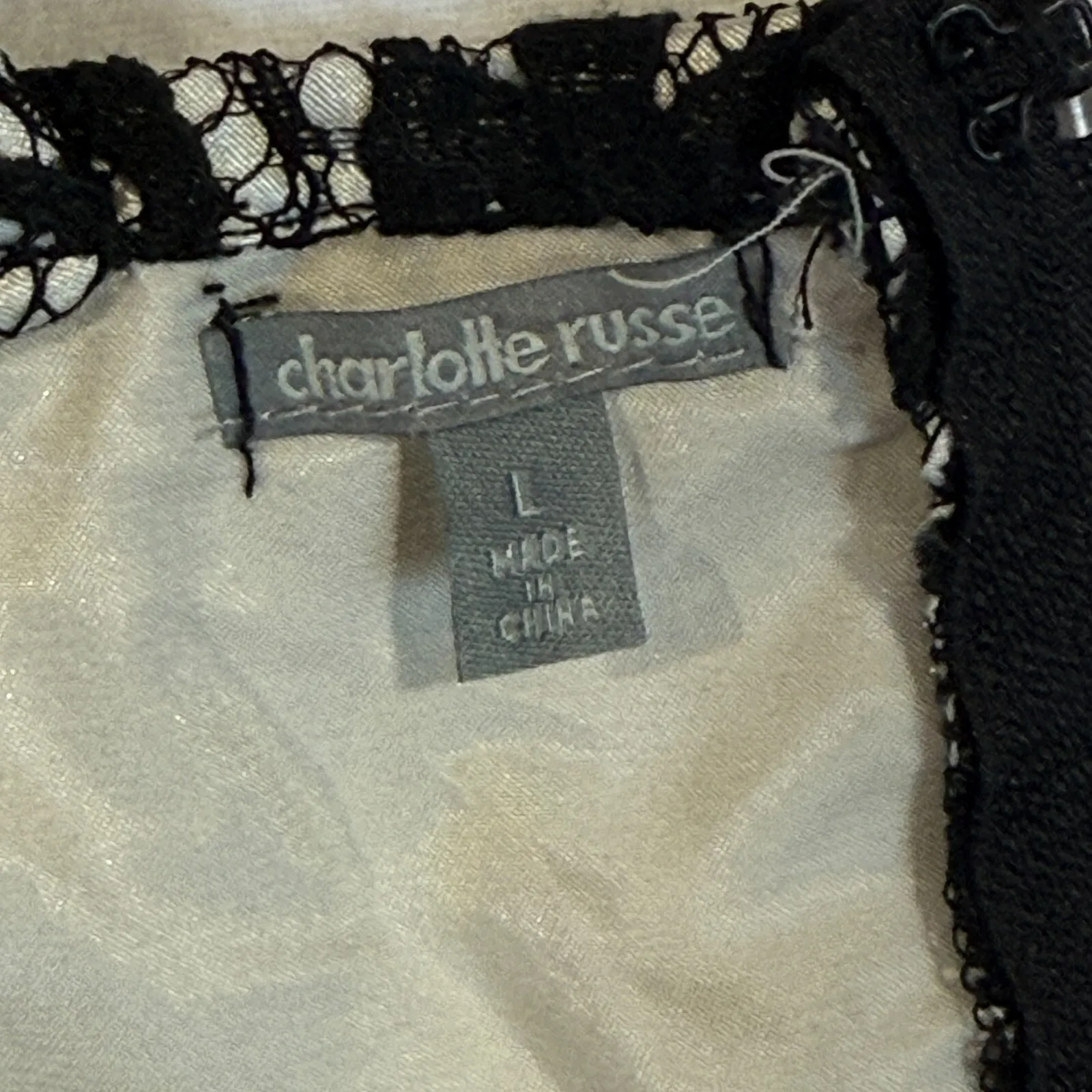Vintage‎ Charlotte Russe 1990s Y2K White Corset Black Lace Bustier Boning Large - Image 5