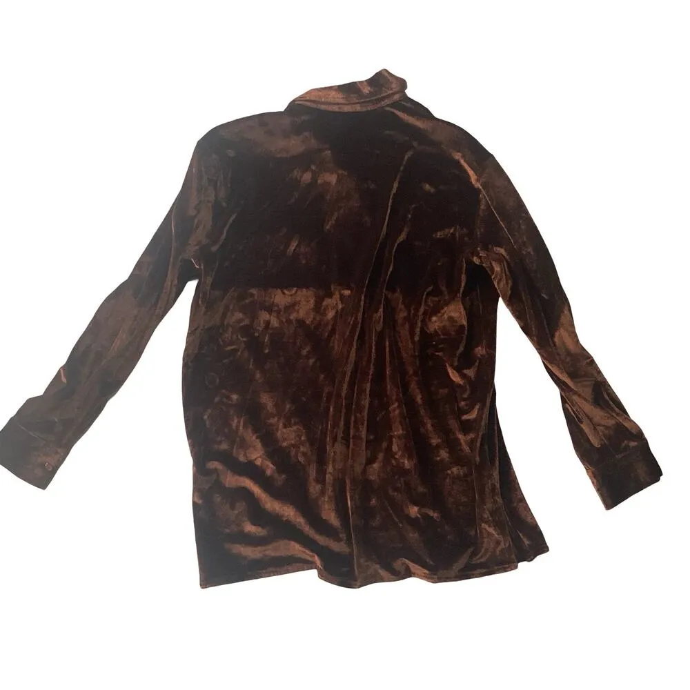Casualaire Brown Velvet Button Down Size M - Image 6