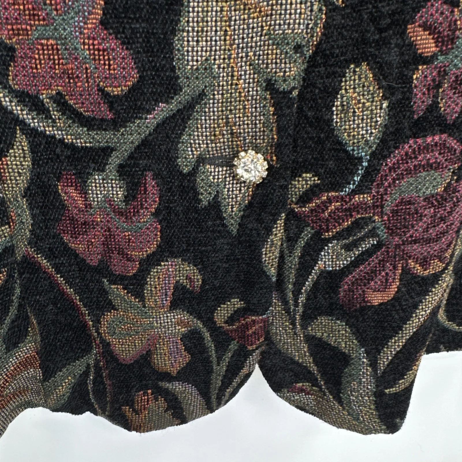Vintage Dressbarn Tapestry Jacket Womens Medium Black Floral Print Dark Romantic - Image 4