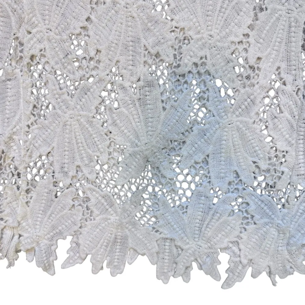 Solitaire White Lace Crochet Tunic Swimsuit Cover Top 100% Cotton Size Medium - Image 10