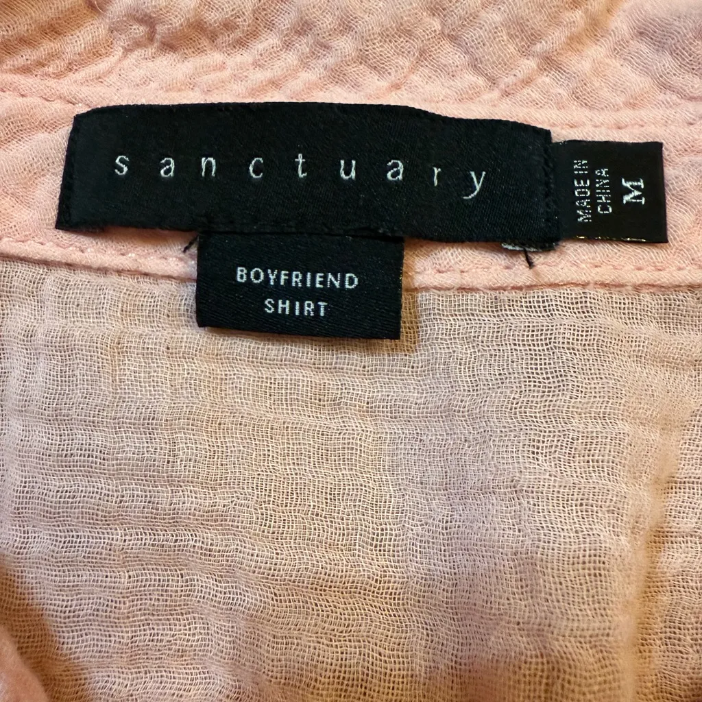 Sanctuary Womens Pink Boyfriend Long Sleeve Button Up Shirt sz M - Image 3