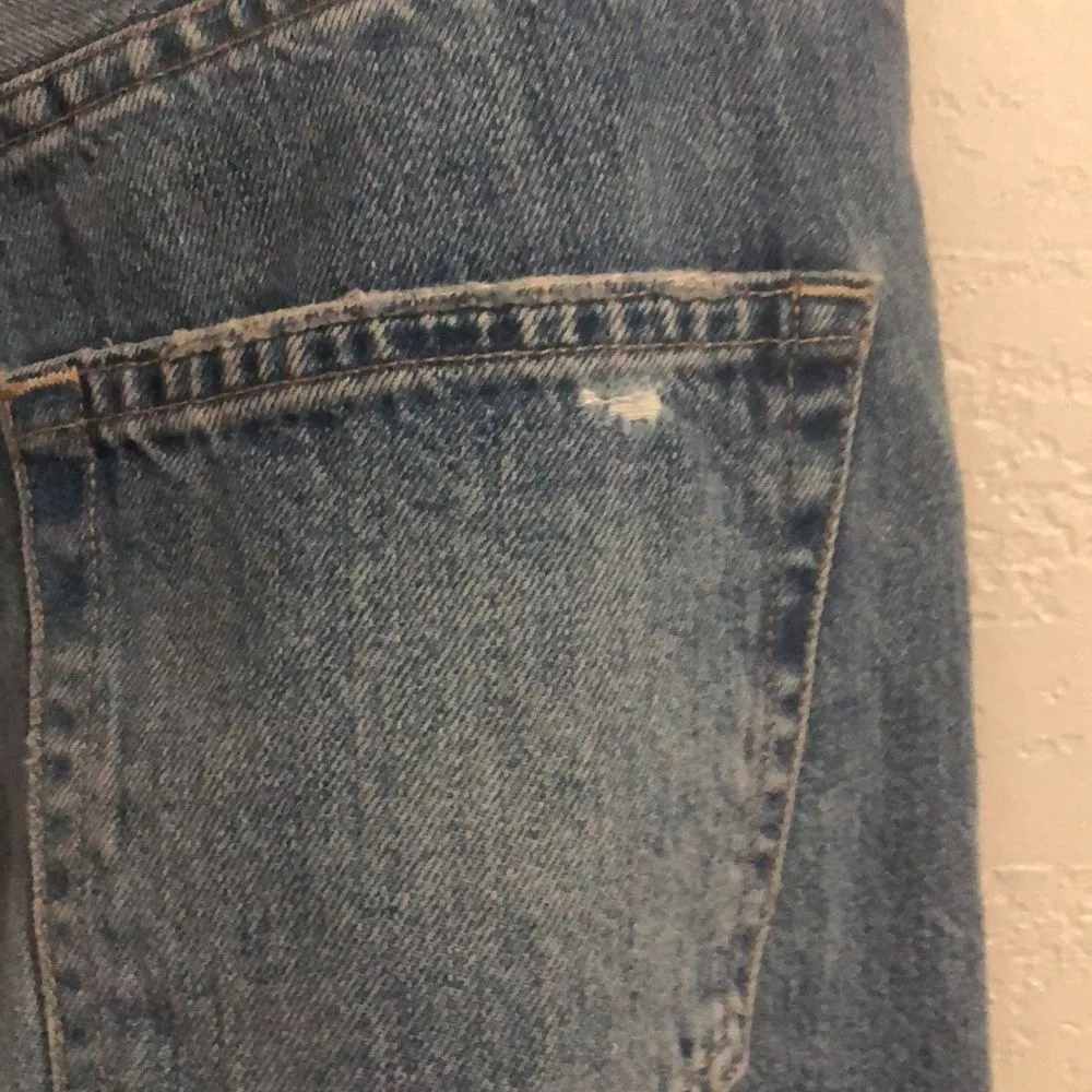 EDWIN Size 28 DISTRESSED TASH RELAXED STRAIGHT LEG DENIM JEAN IN SURRENDER Blue - Image 14