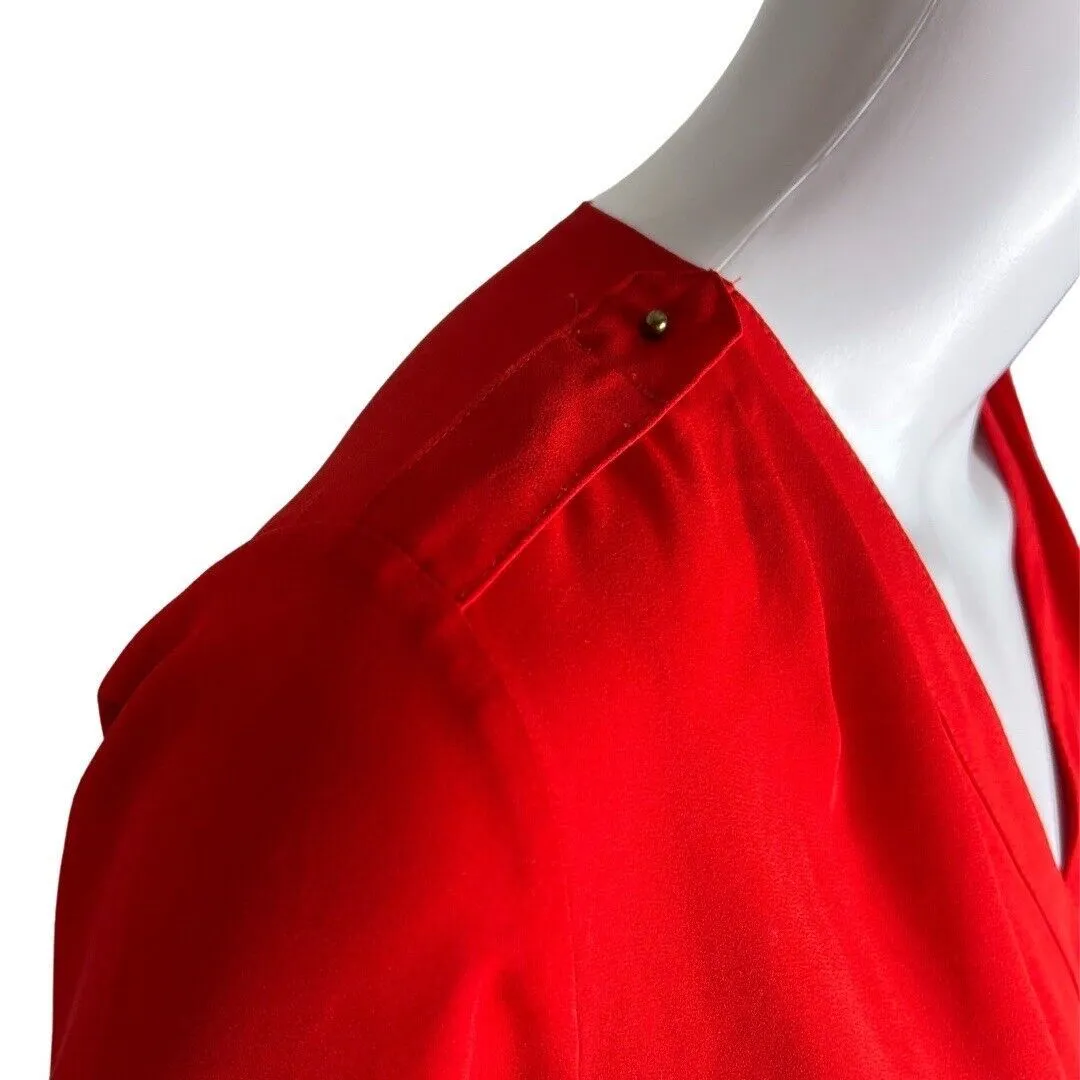 Express Shirt Womens XS Red Popover Ruffle Sleeve Office Career Casual Versatile - Image 6