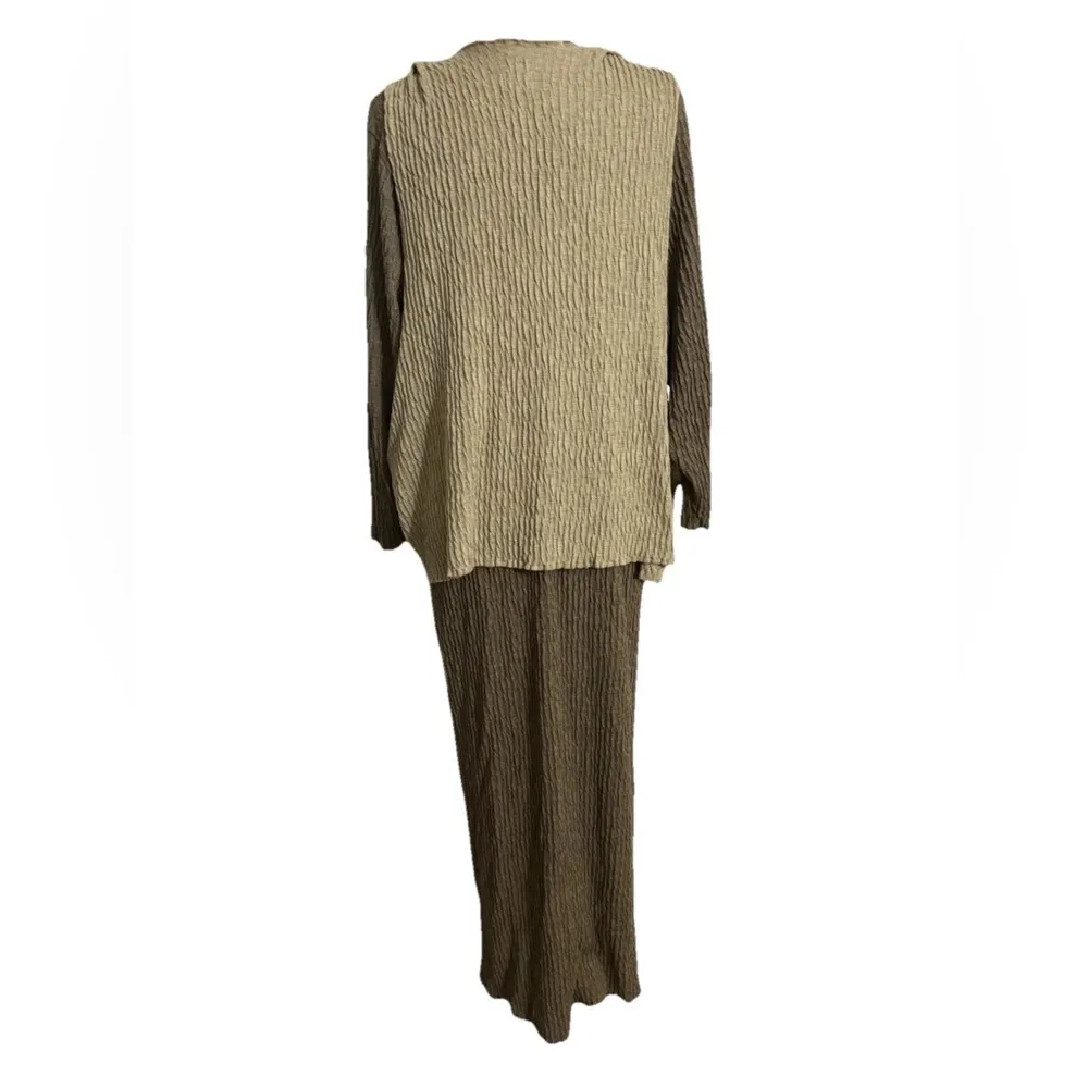 Vintage 90s Designer Casual Brown Maxi Dress with Crew Neck and Tan Vest M or L Size undefined - Image 4